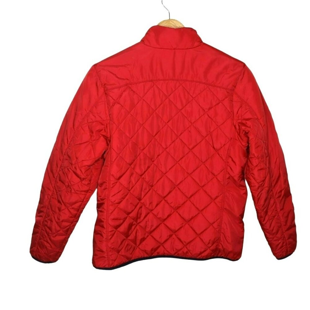 Lands' End Short Cozy Coat Size Small Red Winter Fall Diamond Quilted - Picture 2 of 8